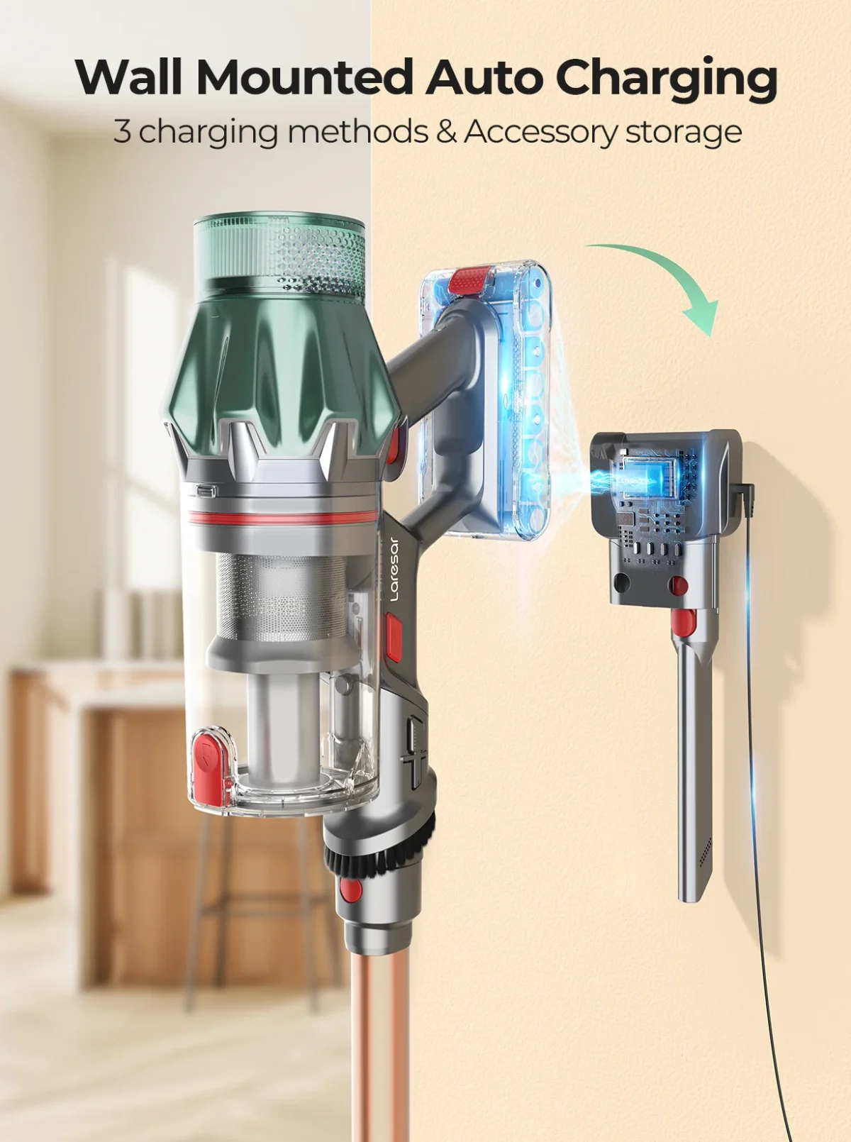 NEW Laresar V7 PRO 600W 65KPA Cordless Vacuum Cleaner Handheld Home Appliance Aromatherapy Function Long Hose Sofa Suction - Image 4