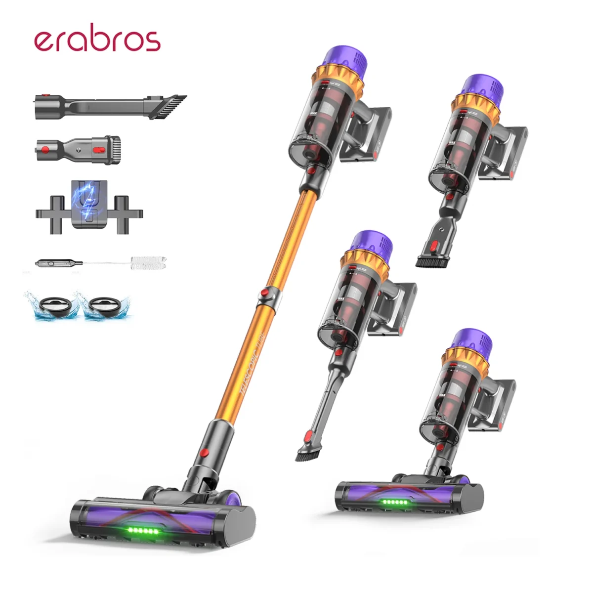 Erabros EV5 550W 70KPA Cordless Vacuum Cleaner Ultra-Strong Suction Power 80Mins Runtime Handheld Smart Vacuum Cleaner 4 Modes - Image 7