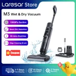 Laresar M3 Cordless Wet Dry Vacuum Cleaner Mop, Edge Cleaning 55min Auto Suction Floor Washer Self-Cleaning Smart Home Appliance