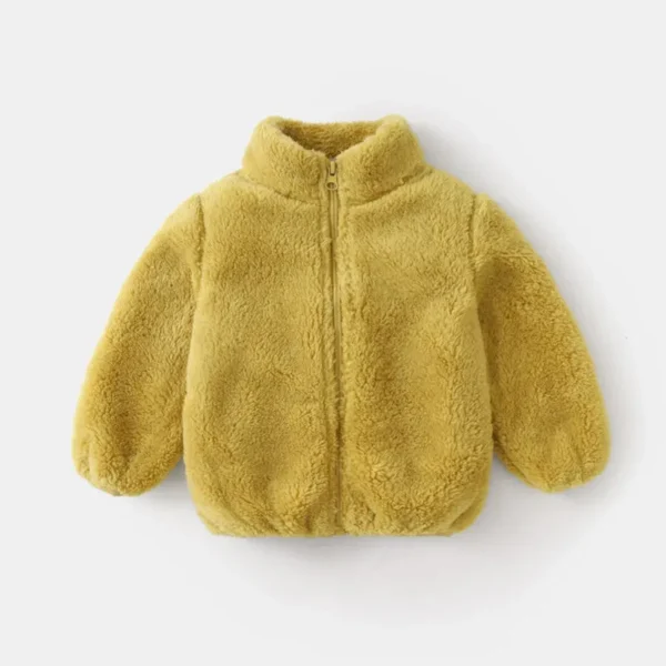 Color: SKY BLUE, Kid Size: 3T?&euro;?&euro;&middot;?&curren;&ndash;?&permil; - Child Autumn Winter Costume Solid Color Outerwear Casual Loose Long Sleeve Tops Plush Jacket Boys Girls Fashion Simple Coats