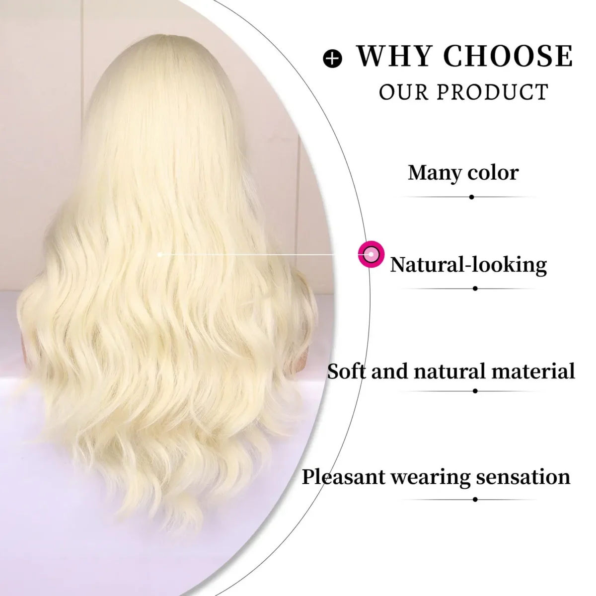 Color: Blonde - Blonde synthetic wig with straight bangs Ladies Cosplay wig High temperature silk wig set with big waves and long curly hair - Image 6