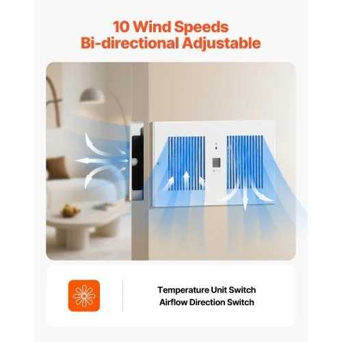 4-Inch Room to Room Fan, 2-in-1 300 CFM Through Wall Fan with Remote Control & Temperature Control, 10-Speed Ventilation Quiet Vent for Kitchen, Living & Laundry Room, Workshop - Image 2