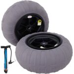 Beach Balloon Wheels, 16" Replacement Sand Tires, TPU Cart Tires for Kayak Dolly, Canoe Cart and Buggy with Free Air Pump, 2-Pack