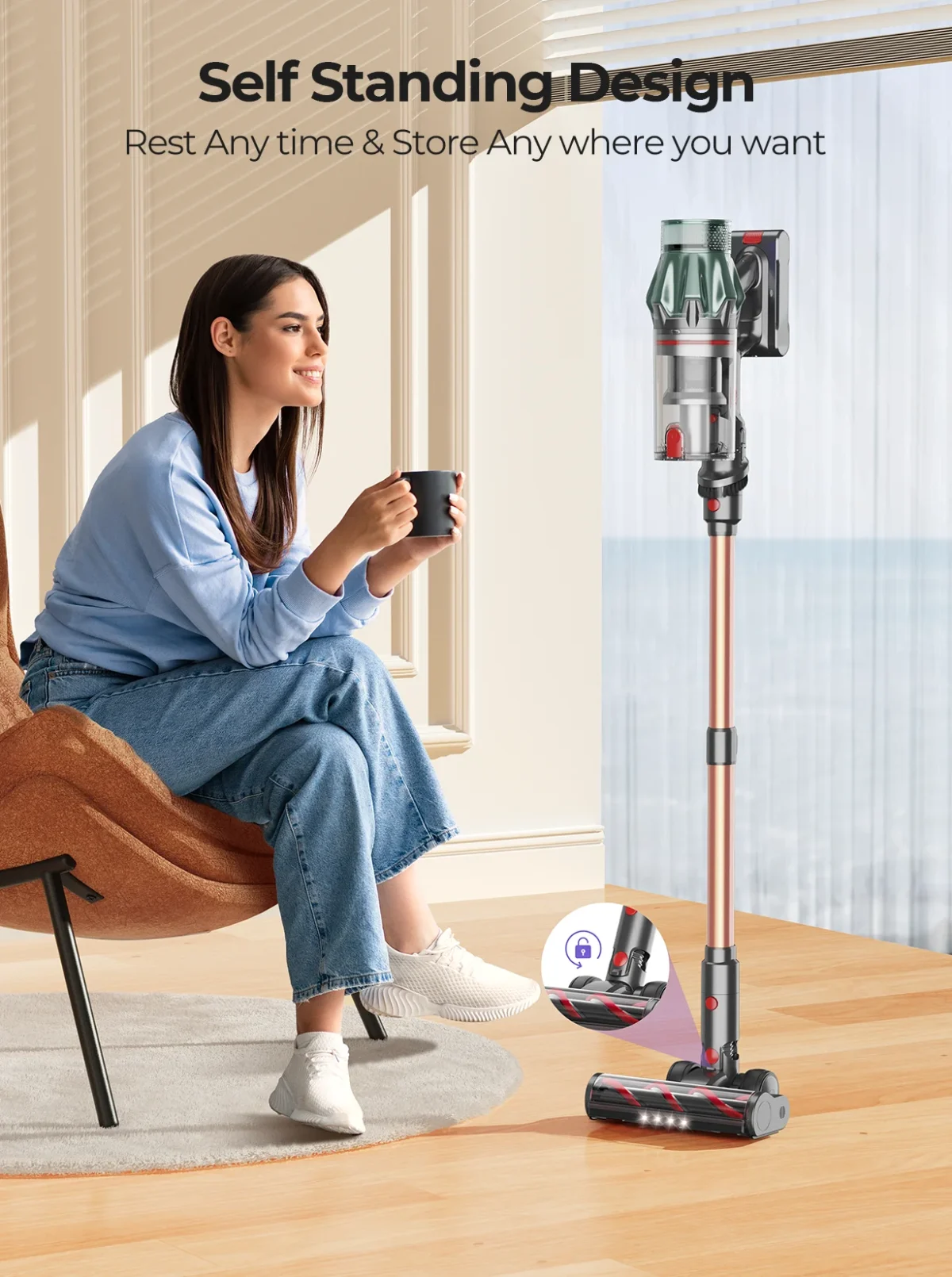 NEW Laresar V7 PRO 600W 65KPA Cordless Vacuum Cleaner Handheld Home Appliance Aromatherapy Function Long Hose Sofa Suction - Image 5