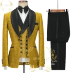 Color: GRAY, Size: XXL - SZMANLIZI 2022 Latest Designs Black Floral Party Blazer Men Suits Costume Homme Groom Tuxedos Wedding Terno Masculino 3 Pieces