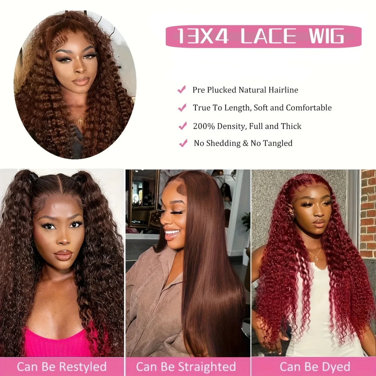 Chocolate Brown Curly Human Hair Wig 13x4 Lace Front Human Hair Wigs For Women Jerry Curly Glueless Wigs On Clearance Sale - Image 6