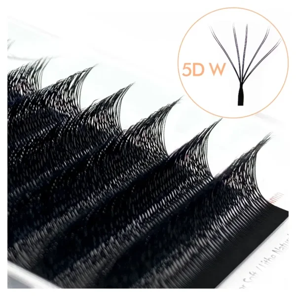 Color: Brushed Chrome, Curl: D, Thickness: 0.07mm, Length: 17mm - NATUHANA 3D 4D WW  Shaped Eyelash extensions 0.07mm C D L LU Curl Premade Fans Faux Mink Volume Lashes Korean Make Up Tool