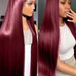 99J Burgundy Straight Wig 200% Density Remy Hair 13x6 HD Transparent Lace Frontal Wigs Brazilian PrePlucked Human Hair For Women