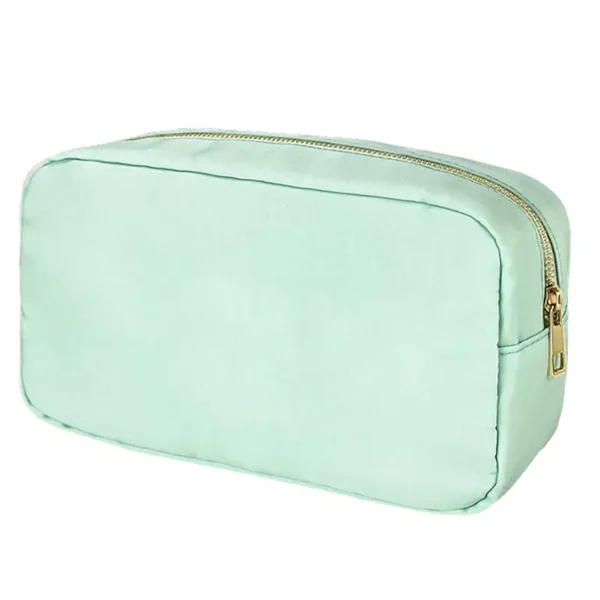 Color: black, Size: S - Custom Nylon Travel Cosmetic Pouch Solid Color Zipper Organizer Toiletry Bag Personalized DIY Make Up Pouch Bag For Women Girl