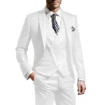 Color: Khaki, Size: XXXL, Ships From: CHINA - White Men Wedding Suits Groom Wear Peak Lapel Wedding Groom Tuxedos Business Party Suit 3 Pieces (Jacket+Vest+Pant?&permil;Costume Homme