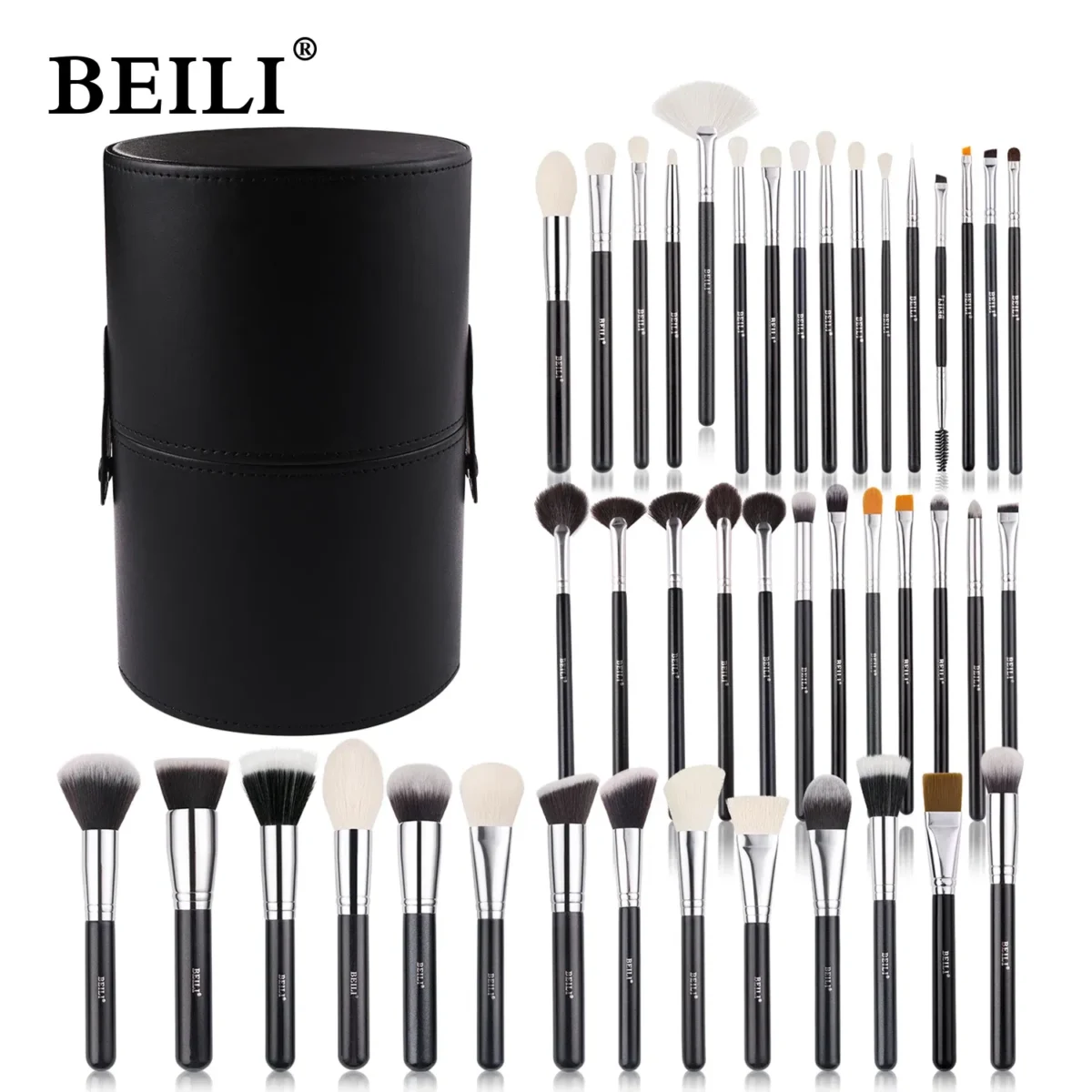 Handle Color: Green, Ships From: Poland - BEILI Makeup Brush Set with Holder 30-42Pcs Professional Foundation Powder Blush Eyeshadow Blending Brushes Kit Make Up Tools - Image 2