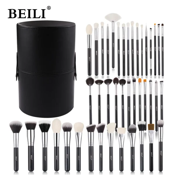 Handle Color: Green, Ships From: Poland - BEILI Makeup Brush Set with Holder 30-42Pcs Professional Foundation Powder Blush Eyeshadow Blending Brushes Kit Make Up Tools