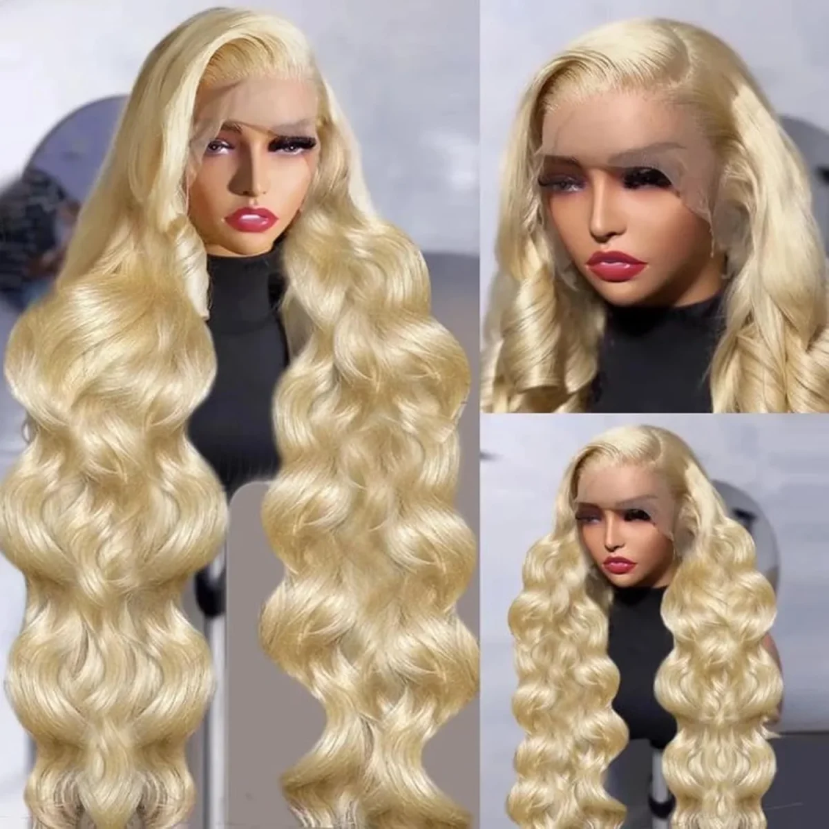613 13x6 Lace Front Wig Human Hair Body Wave Blonde Lace Frontal Wigs for Women 220 Density Natural Hairline With Baby Hair - Image 2