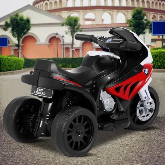 6V Kids 3 Wheels Riding BMW Licensed Electric Motorcycle-Red - Color: Red - Image 2