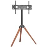 Tripod Easel TV Stand, for 40-65 inch Flat Screen/Curved TVs Up to 99 lbs, 18?&deg; Left-Right Rotation Portable TV Stand with Oak Wood Legs, for Bedroom, Living Room, Studio, MAX VESA 600 x 400 mm