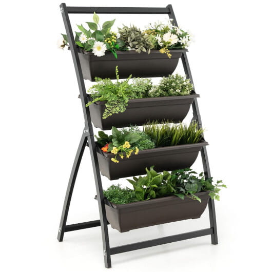 WalmartGT3901.jpg Costway 4-Tier Vertical Raised Garden Bed with 4 Containers and Drainage Holes-S - Image 1