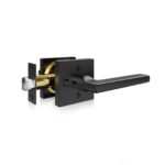 Privacy Door Handle, 5-Pack Matte Black Door Lever, Right or Left Handing Reversible Lever with Keyless Lock, 45?&deg; Rotation to Open, Universal Square Interior for Bathroom and Bedroom Doors