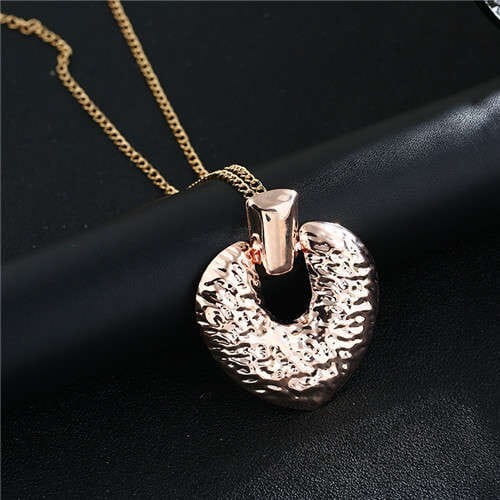 fane6679.jpg Coarse Texture Vintage Fashion Peach Heart Alloy Women Wholesale Costume Necklace - Rose Gold - Image 1
