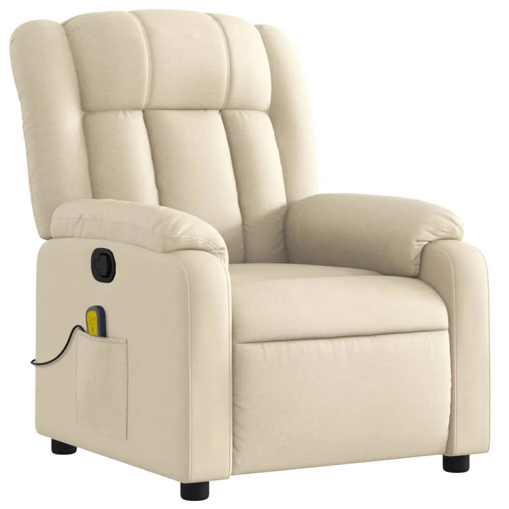 Massage Recliner Chair Cream Fabric - Image 3