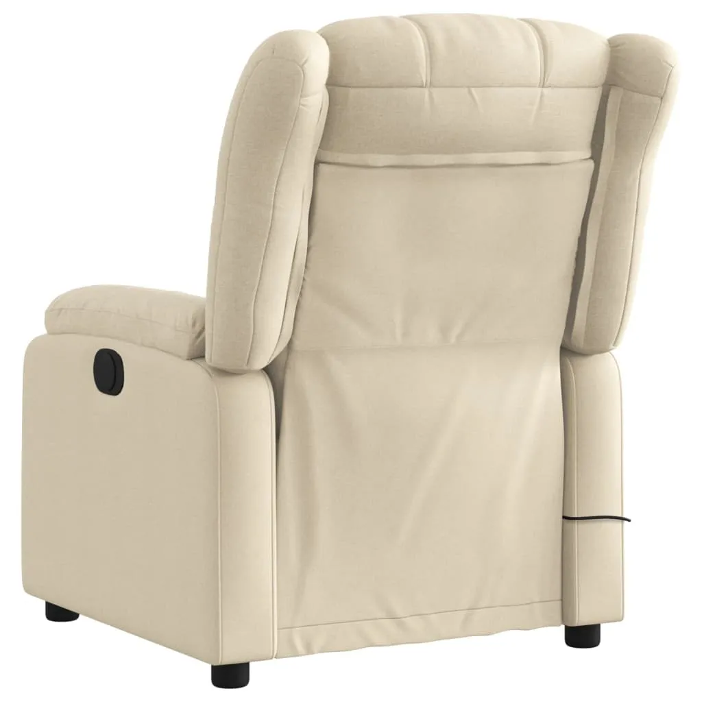 Massage Recliner Chair Cream Fabric - Image 4