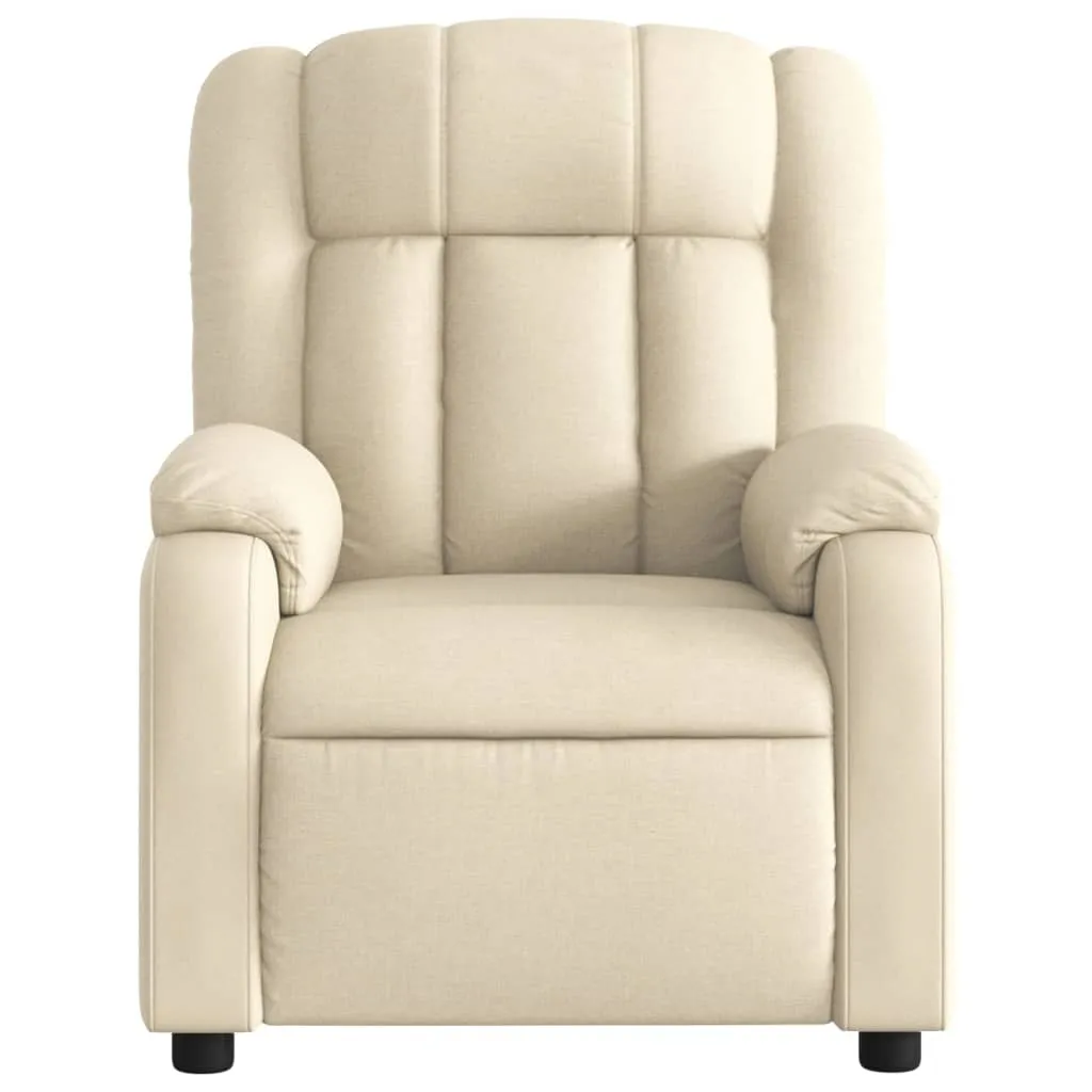 Massage Recliner Chair Cream Fabric - Image 7