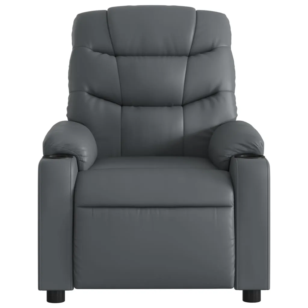 Massage Recliner Chair Grey Faux Leather - Image 7