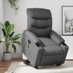 Stand up Massage Recliner Chair Gray Faux Leather