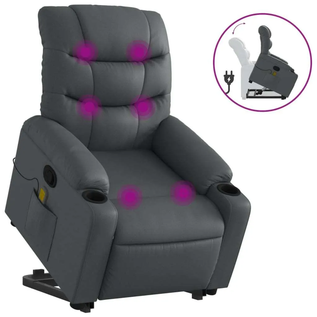 Stand up Massage Recliner Chair Gray Faux Leather - Image 2