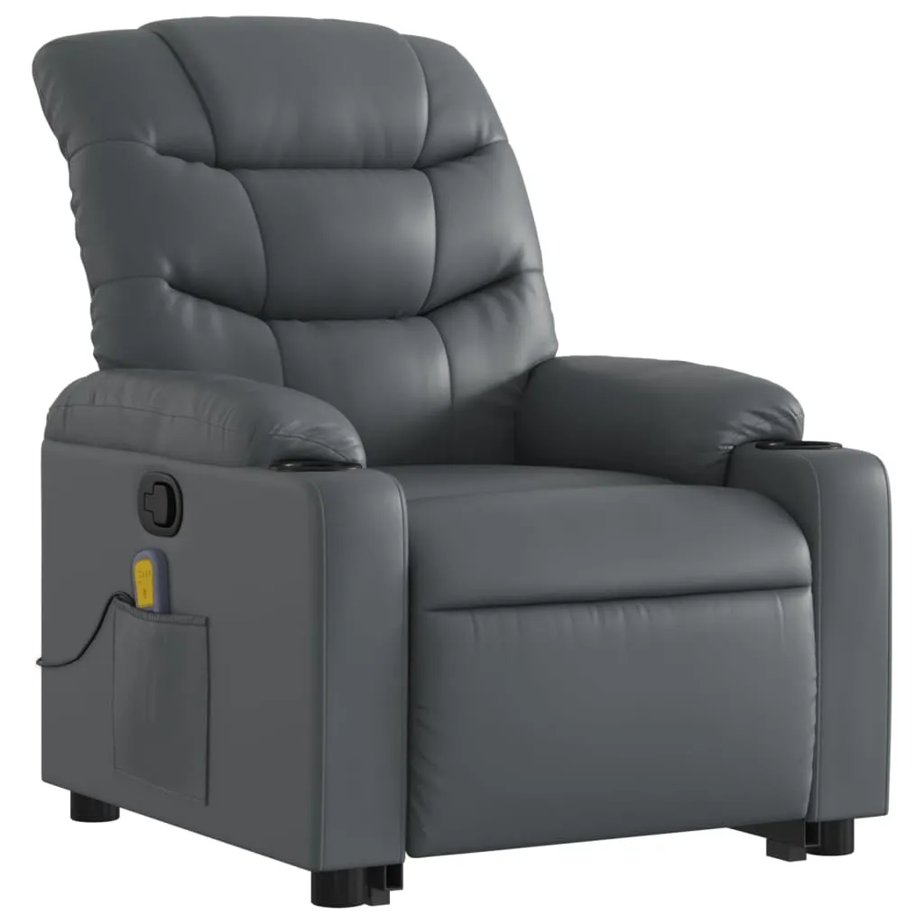 Stand up Massage Recliner Chair Gray Faux Leather - Image 3