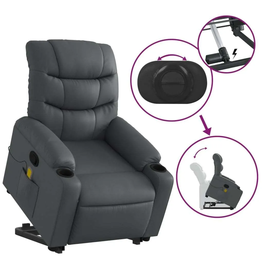 Stand up Massage Recliner Chair Gray Faux Leather - Image 5