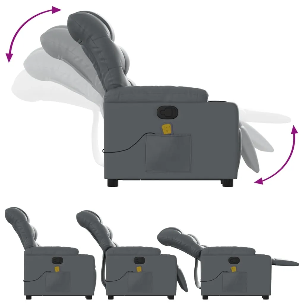 Stand up Massage Recliner Chair Gray Faux Leather - Image 6