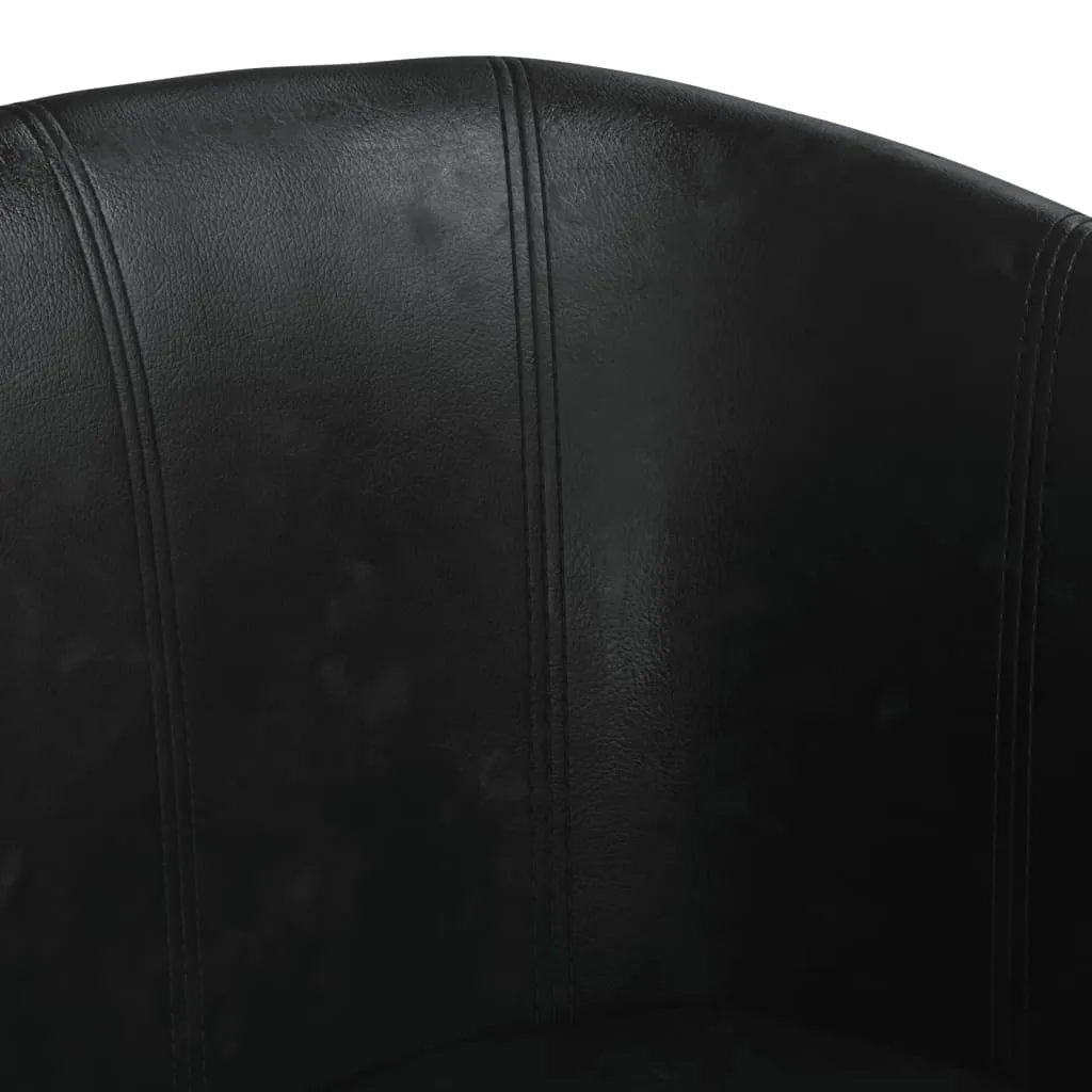 Tub Chair with Footstool Black Faux Leather - Image 6