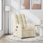 Massage Recliner Chair Cream Fabric