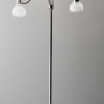 69" Nickel Three Light Tree Floor Lamp with White Bowl Shade