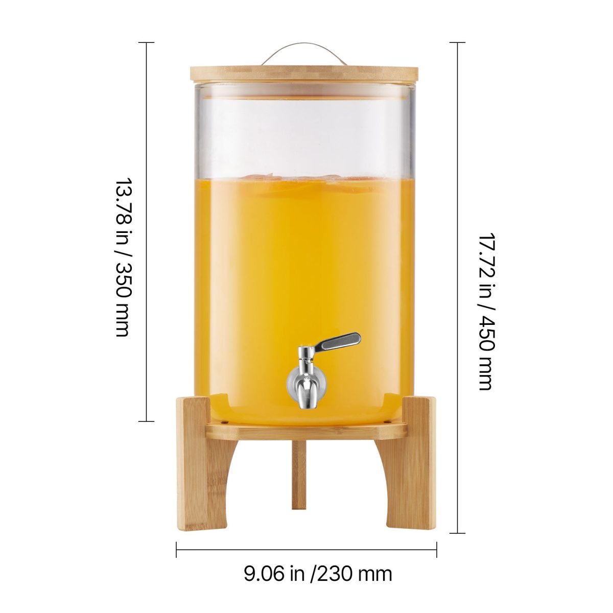 Beverage Dispenser, 2.2 Gallon Drink Dispensers for Parties, Glass Juice Dispenser with Wood Stand, Stainless Steel Spigot, Iced Tea Lemonade Juice Water Dispensers for Parties - Image 8