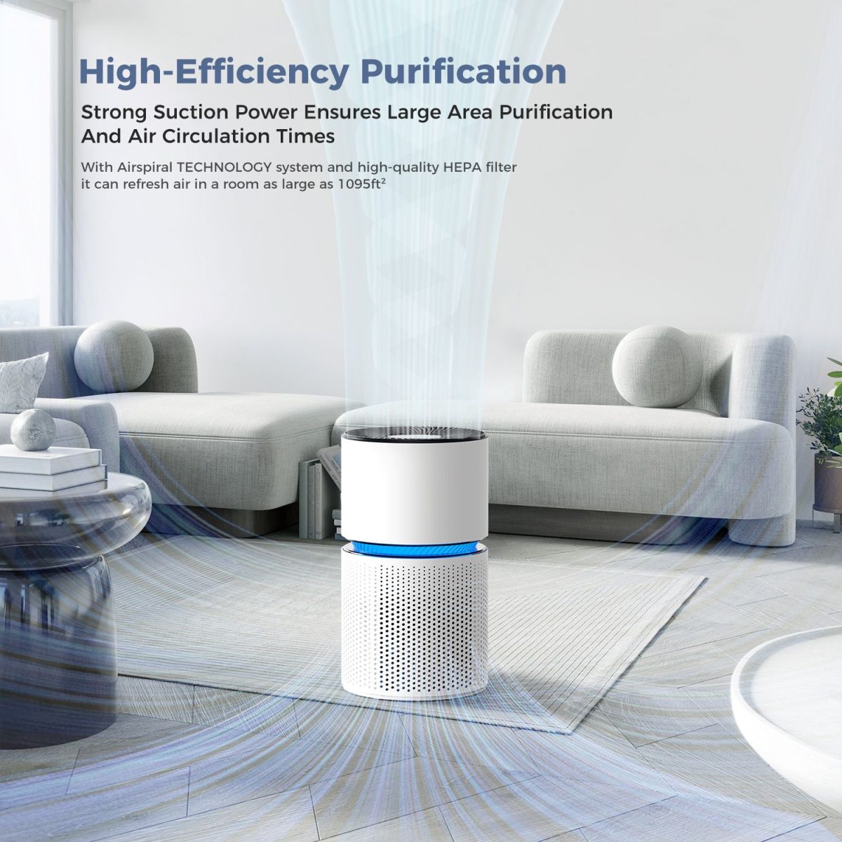Air Purifiers for Home Large Room Coverage Up to 1095 Sq.Ft Air Cleaner Impressive Filtration Remove Dust, Pet Dander for Office, Bedroom, White - Image 3