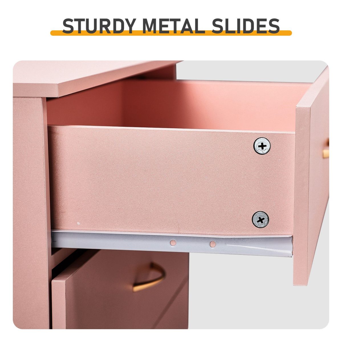 25.98"*12.99"*30.42" 4-Drawer Cabinet Faux Rose Gold Handles Pink - Image 8