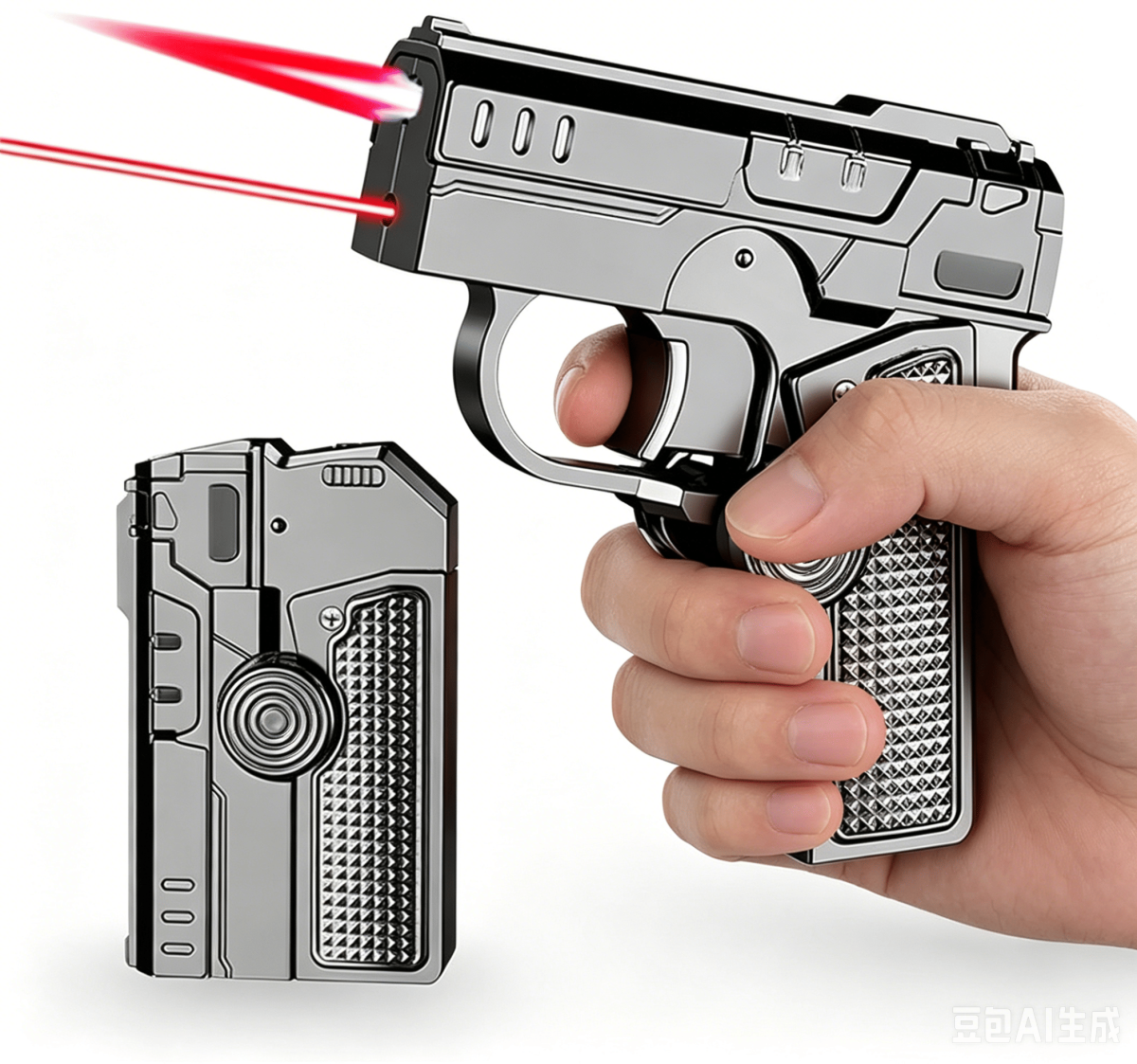 Butane Free-2-in-1 Fidget Spinner Gun Lighter Foldable Transformer Metal Lighter Red Laser Windproof Novelty EDC Gadget Gift For Men - Image 2