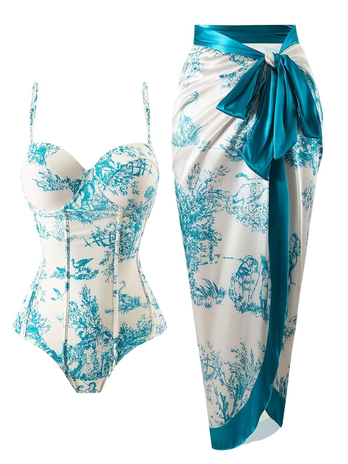 High-end European and American women's one-piece swimsuit cross-border beach set - Image 7