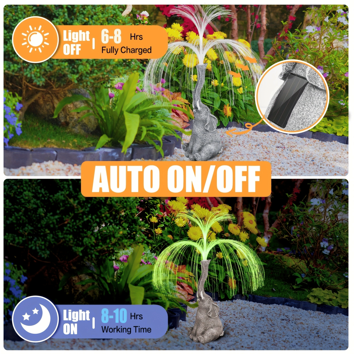1 Piece Solar-Powered Creative Elephant Statue Fountain Light - Perfect for decorating gardens, lawns, balconies, porches and ponds, a unique gift for outdoor lighting - Image 3