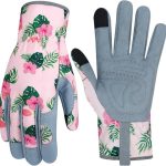 Leather Gardening Gloves for Women Thorn Proof Garden Gloves Touch Screen Working Gloves Gifts,M