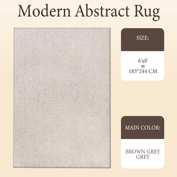 Large Area Rug Living Room Rugs, Brown Soft Machine Washable Rug for Entryway Non-Slip Door Mat, Ultra Soft Area Rug Geometric for Bedroom Kitchen Office, Brown