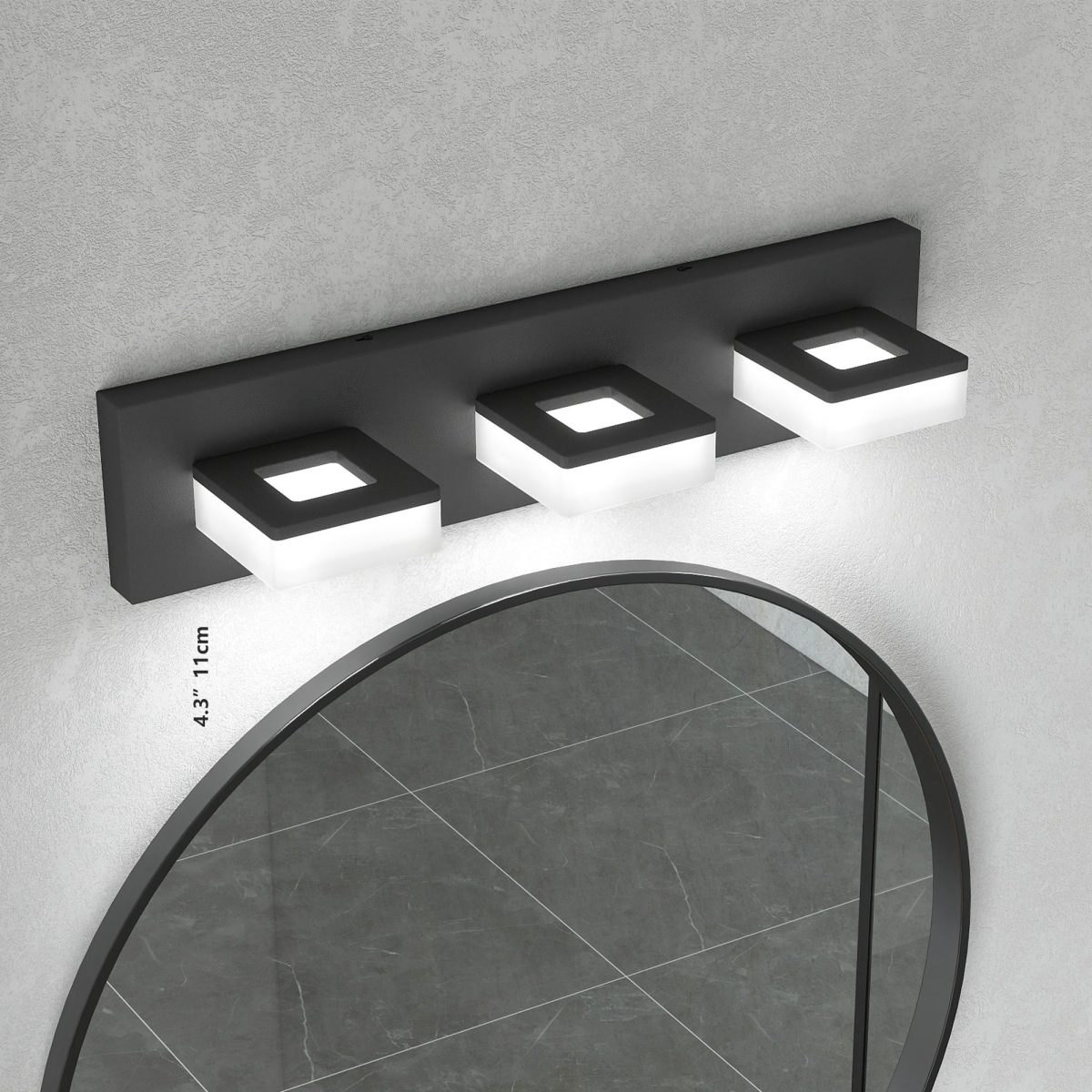 LED Modern Bathroom Vanity Light Fixtures (3-Light, 20-Inch), Matte Black Modern Acrylic Bathroom Wall Lighting Fixtures Over Mirror (Cool White 6000K) - Image 2