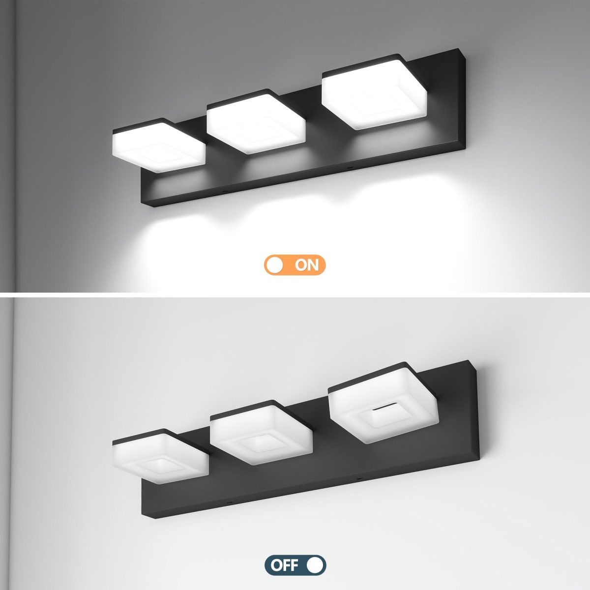 LED Modern Bathroom Vanity Light Fixtures (3-Light, 20-Inch), Matte Black Modern Acrylic Bathroom Wall Lighting Fixtures Over Mirror (Cool White 6000K) - Image 6