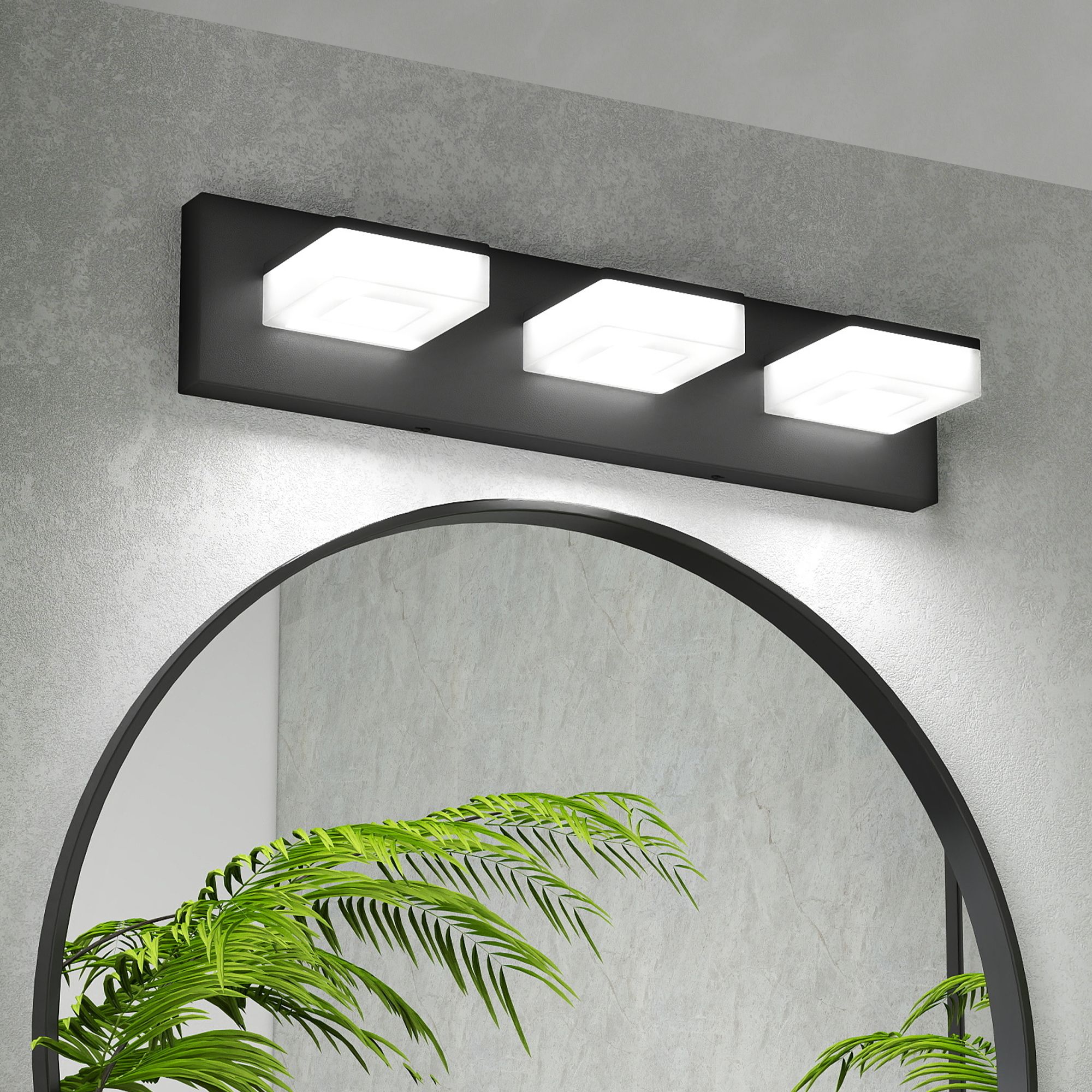 d01027hh63a.jpg LED Modern Bathroom Vanity Light Fixtures (3-Light, 20-Inch), Matte Black Modern Acrylic Bathroom Wall Lighting Fixtures Over Mirror (Cool White 6000K) - Image 1