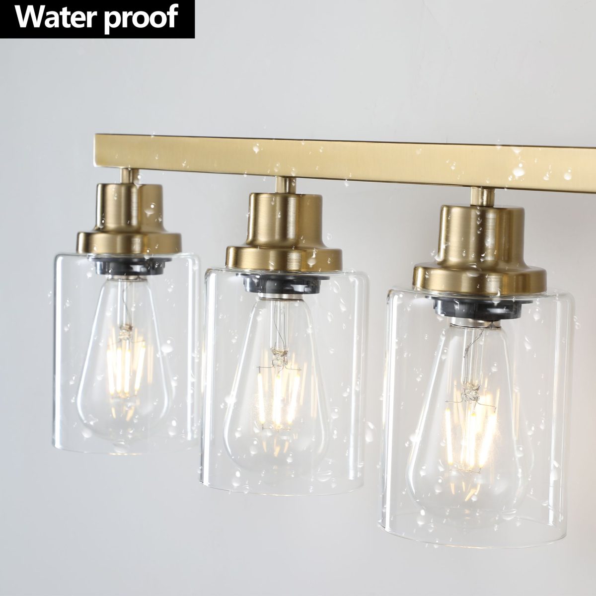 51" Golden 8-Light Vanity Light with Clear Glass Shades, Modern Iron Metal Bathroom Wall Fixture for Mirror, Ideal for Bathroom and Dressing Table (No Bulbs) - Image 6