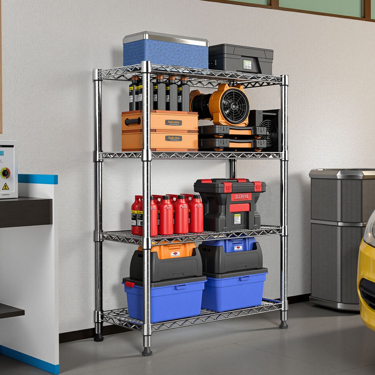 1000 lbs Storage Shelving 4-Tier Utility Shelving Unit Steel Organizer Wire Rack for Home,Kitchen,Office,Chrome (13.7" D x 23.6" W x 53.4" H) - Image 6