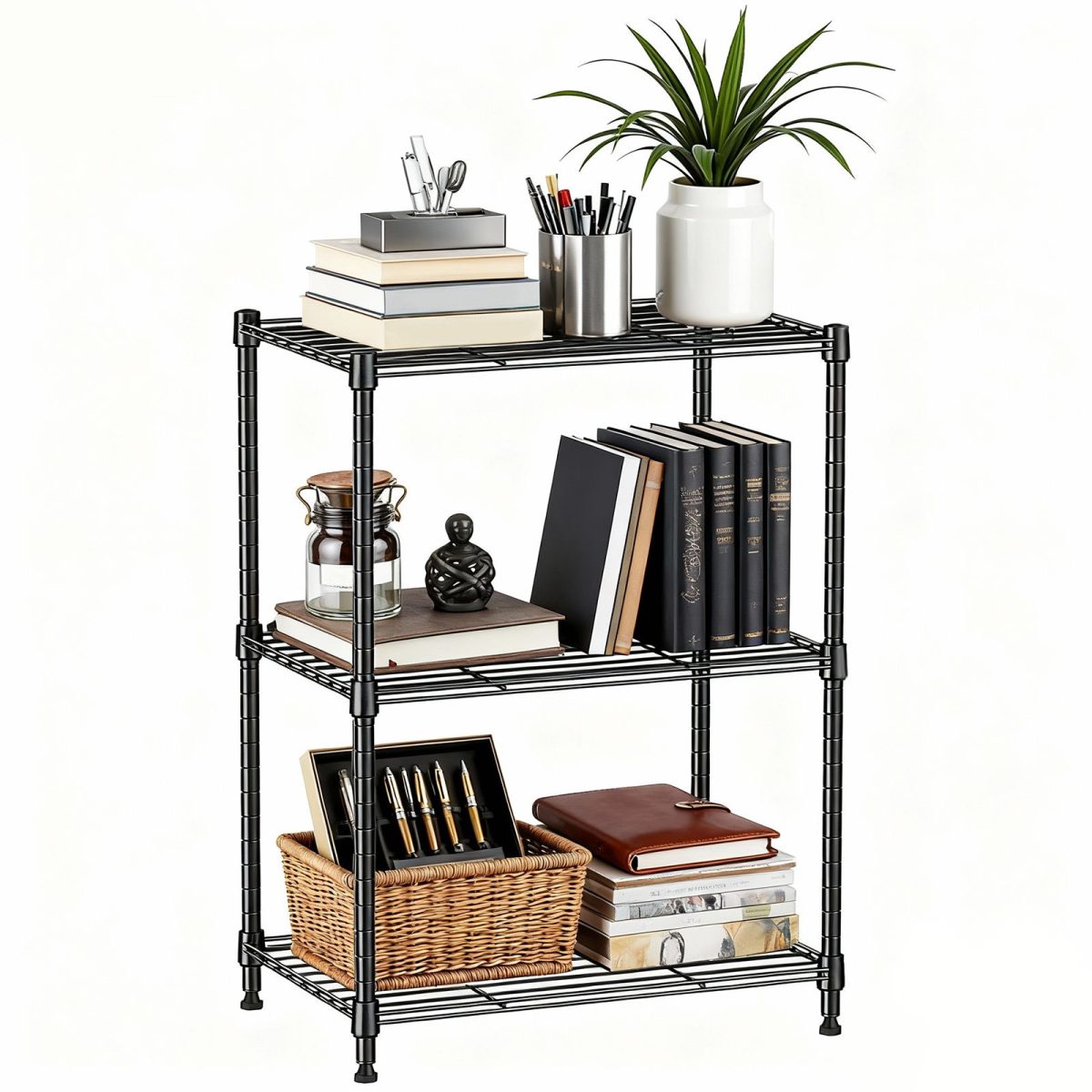 450 lbs Wire Storage Shelving 3-Tier Utility Shelving Unit Steel Organizer Wire Rack for Home,Kitchen,Office,Chrome(11.8" D x 17.7" W x 26.3" H) - Image 12