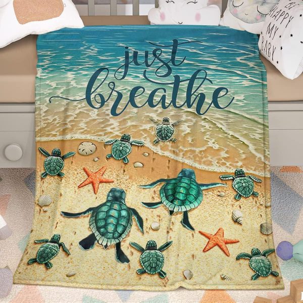 Sea Turtle Flannal Throw Blanket for Teens Boys Men Many Sea Turtle Pattern Blanket Soft Flannal Throw Blanket 50x60 Inches for Couch Bed and Sofa