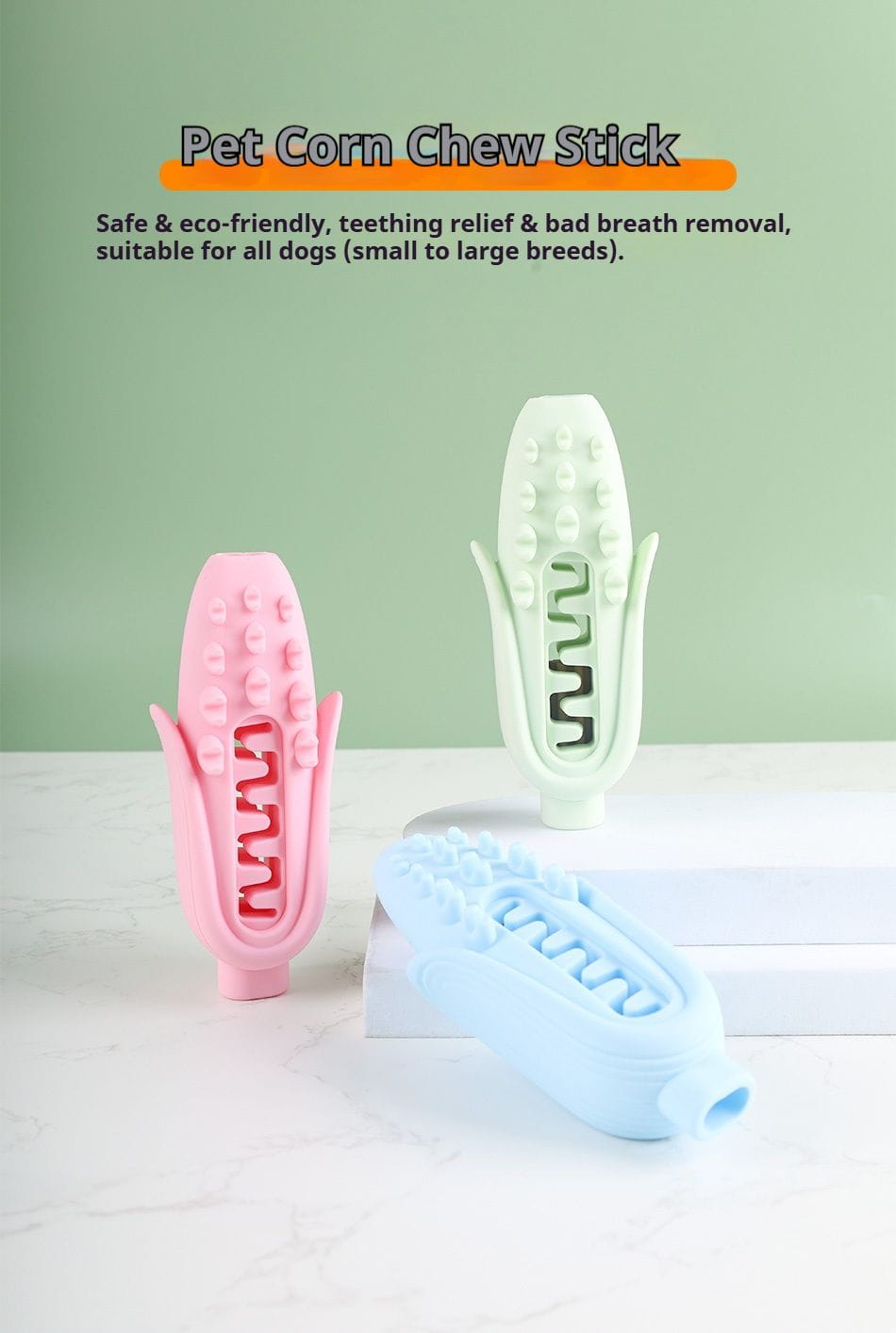 d01027rcqx2.jpg Pet Corn Chew Stick for Dogs, Food-Grade Silicone Teething Toy, Durable Bite-Resistant Dog Chew Toy for Small to Large Breeds - Image 1
